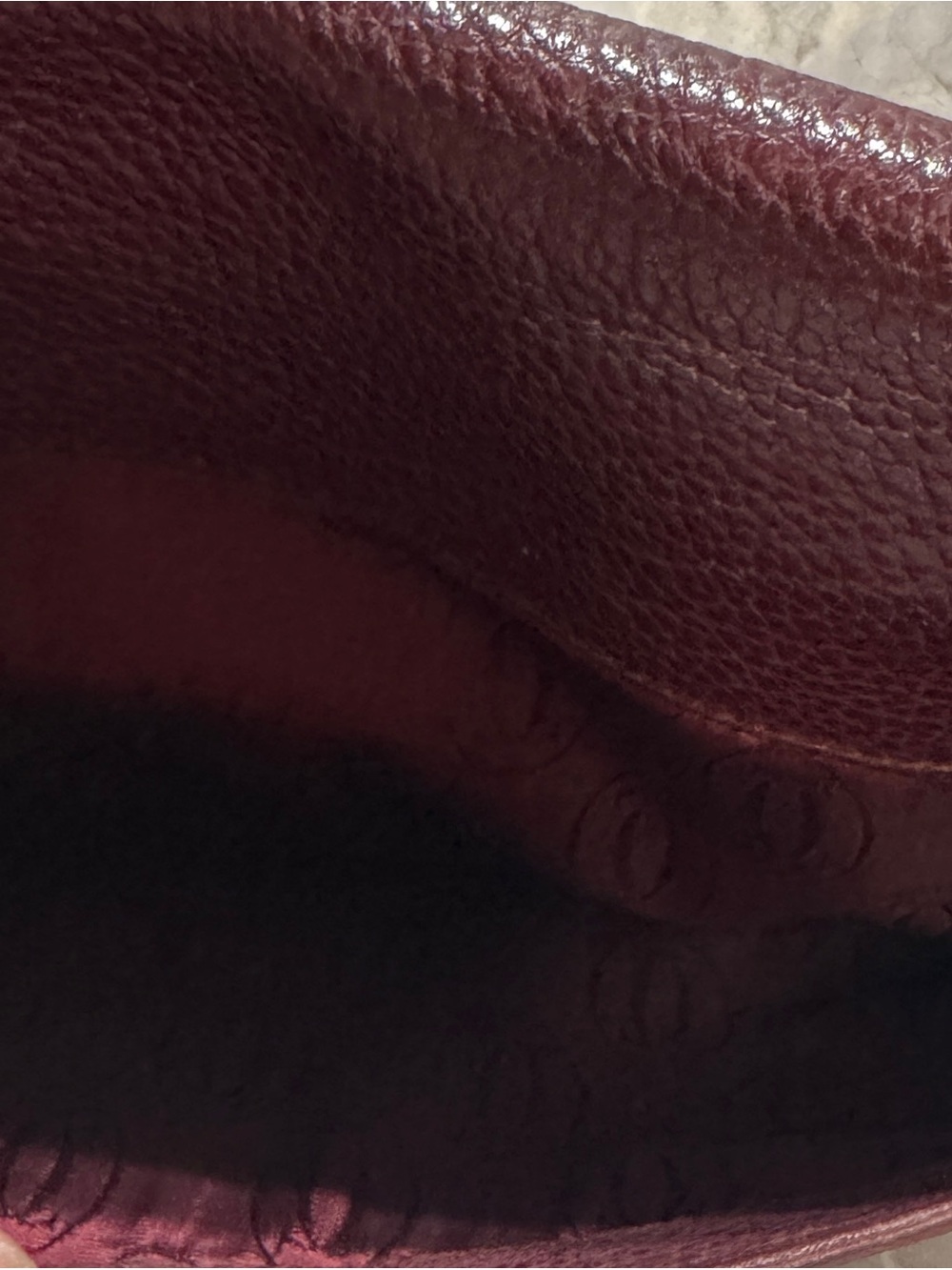 Cartier Men's Wine Burgundy Leather Clutch with Gold Accent - Picture 3 of 6